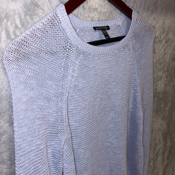 Eileen Fisher Sweater Womens Light Blue XS Organic Linen Blend Open Knit Raglan - Picture 4 of 8